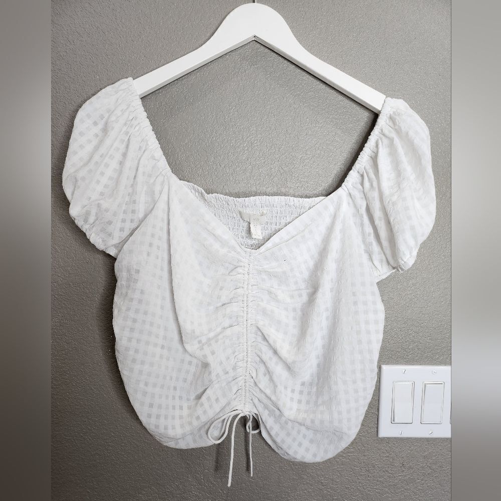H&M Womens White Ginham Blouse